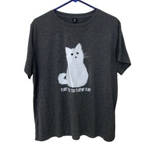 SHEIN Dark Gray Cat Print T-Shirt